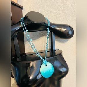 Abalone shell turquoise beadwork necklace